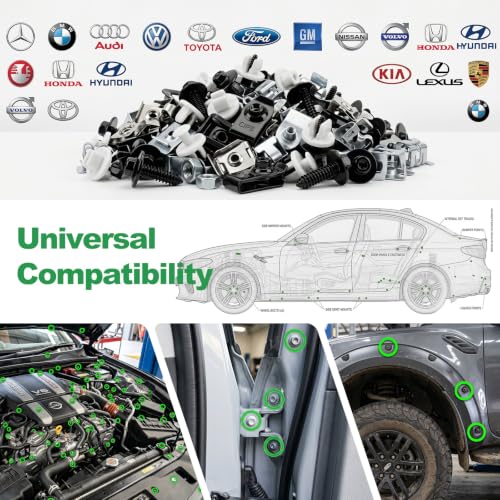 FOLIV 280PCS U-Nut Clips and Bolt Kit, Automotive Body Bolts and Clips Assortment, Engine Undertray Fasteners for Toyota Camry, Honda, Ford, GM-Fender Liner Screws (21 Sizes)