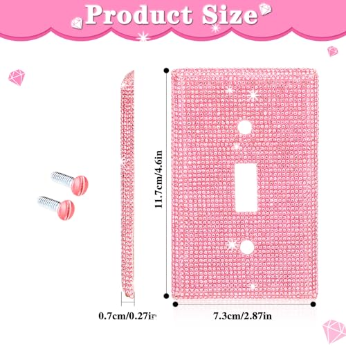 Bling Light Switch Cover Plate Pink Shiny Wall Plate Cover Rhinestones Outlet Covers Pink Decorative Bling Switch Cover Rhinestone Light Switch Cover Shiny Single Light Switch Decorative Cover