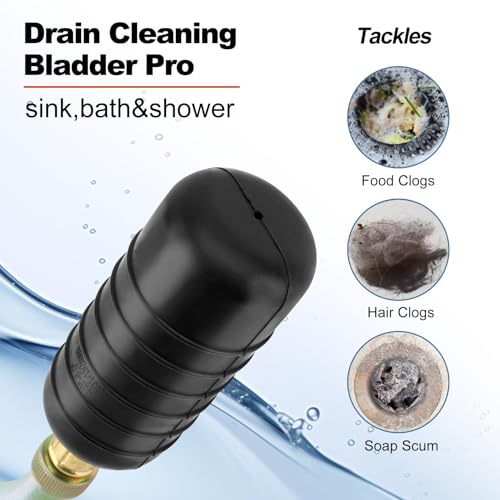 3 PCS Drain Bladder Kit, Drain Cleaning Bladder Unclogger Fits 1" to 6" Drain Pipes for Unclogs Stubborn Blockages in Kitchen Sinks and Main Drains for Shower, Swimming Pool With Water Power