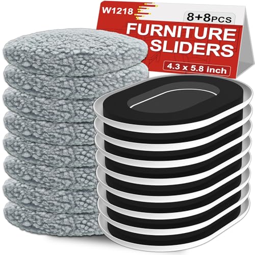 New Upgrade Furniture Movers Sliders: Multi-Surface Furniture Sliders - size: 5.8*4.3in Oval 8+8Pack