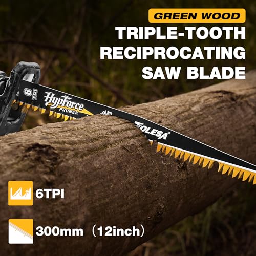 TOLESA Reciprocating Saw Blades, 12-Inch 6TPI for Wood Pruning, 3-Pack - size: 12 Inch