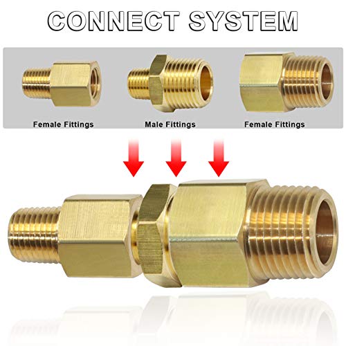 KOOTANS 1/2 NPT x 1/4 NPT Male Solid Brass Hex Nipples,4 PACK - size: 1/2 NPT x 1/4 NPT (O.D x O.D: 3/4'' x 1/2'')