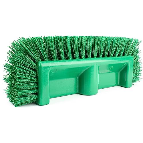 SPARTA Multi-Level Tile Scrub Brush 12" Wide Brush Head, Heavy-Duty Tile Cleaning Brush with End Bristles for Commercial Tiles, Tubs and Floor, Plastic, 12 Inches, Green - color: Green