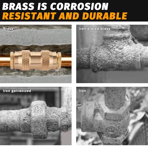 5PCS 1/2" Air Brake Line Fitting, DOT Brass Quick Push to Connect - color: 5PCS-DOT Push-to-Connect, size: 1/2" Od