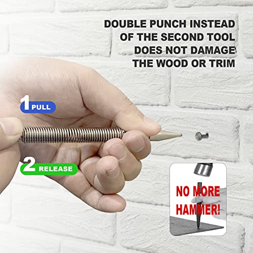 Glieskir 2-Piece Spring Nail Set and Hinge Pin Punch, 1/16 and 3/32 Inch | Spring-loaded, hammerless nail setters with 1/16 and 3/32 inch tips for setting nails and removing door hinge pins
