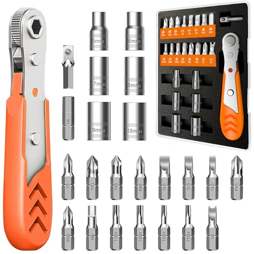 24 in 1 Right Angle Ratcheting Screwdriver Set for tight spaces