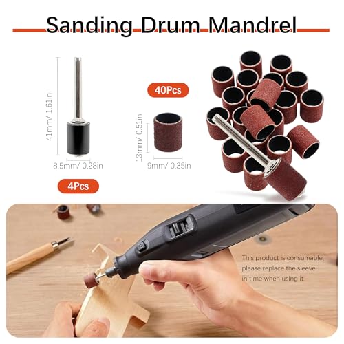 148Pcs Sanding Drums & Cutting Wheel Set for Dremel Rotary Tools Dremel Tool Accessories Kits for Wood Metal Plastic Cutting Rust Removal Polishing Smoothing Sharpening