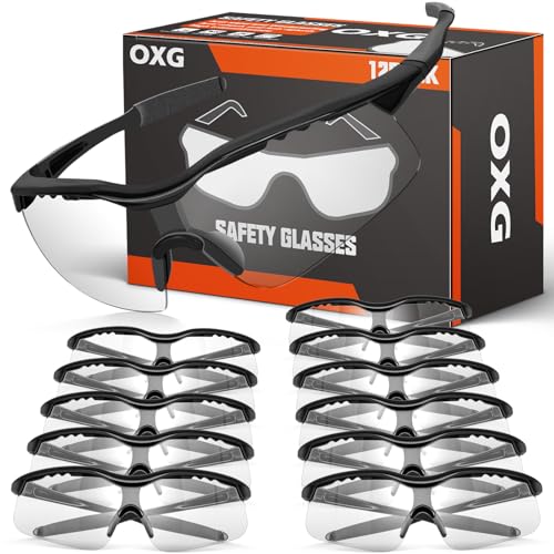 OXG Safety Glasses for Men Women, ANSI Z87 UV Protection Protective Eyewear - color: 12p-clear