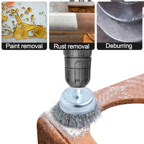 10PCS Stainless Steel Wire Wheel Brush Set,Cup Wire Brush for Drill with 1/4 Inch Shank, Wire Brushes for Cleaning Rust Removal, Corrosion & Scrub Surfaces