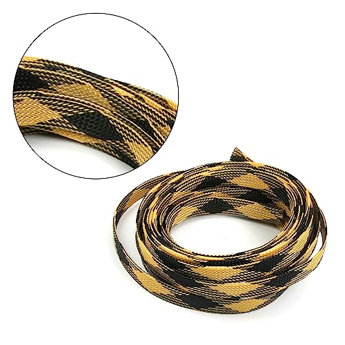 Othmro 5m/16.4ft PET Expandable Braid Cables Sleeving Flexible Wire Mesh Sleeve Black Yellow,for TV Audio PC Cords Protect from Pets Chewing - color: Black Yellow, size: 12mmx5m