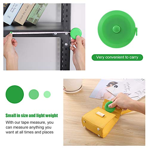 Measuring Tape Retractable, 60 Inch Soft Fabric Tape Measure for Body, Push Button Sewing Measurement Tape for Cloth Waist(3 Pack/Green) - color: Green