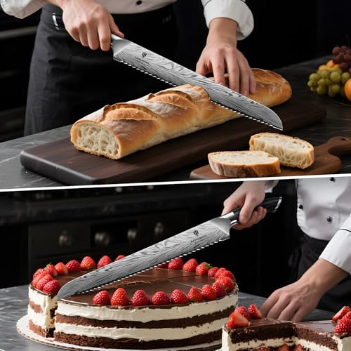10 inch Bread Knife in Powder Steel, Serrated Bread Knife - size: 10"