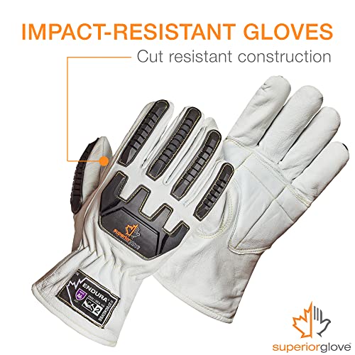 Superior Glove Endura Goatskin Leather Work Gloves Arc Flash Cut Resistant Safety Hand Protection - size: Large, style: Impact/Cut