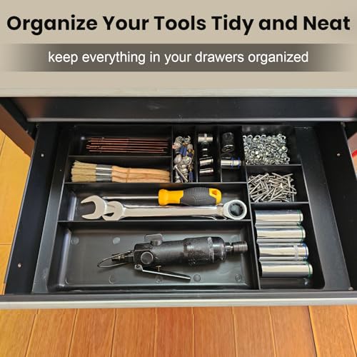 10-Compartments Tool Box Organizer Tray (1, Black) - color: Black