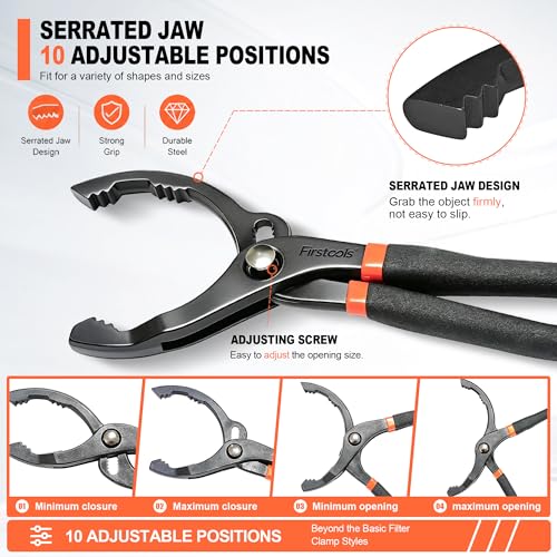 2nd Generation 12-Inch Adjustable Oil Filter Wrench,New 10-Speed Quick Adjustment Oil Filter Plier, Oil Filter Removal Tool for Engine Filters, Conduit, & Fittings, Car Maintenance Tool