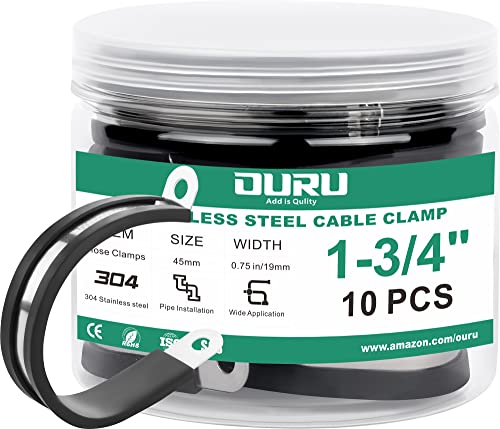 OURU 1-3/4 Inch Cable Clamps, Rubber Coated Insulated Clamps, 10pcs, 45mm - size: 10pcs - 1-3/4"