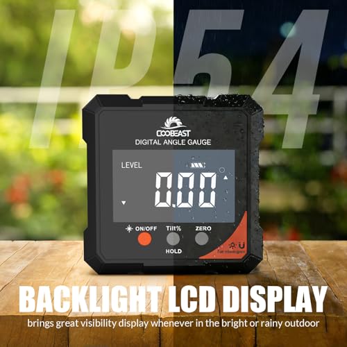 Digital Angle Finder with Laser 4-side Magnetic Angle Gauge Rechargeable - color: Grey