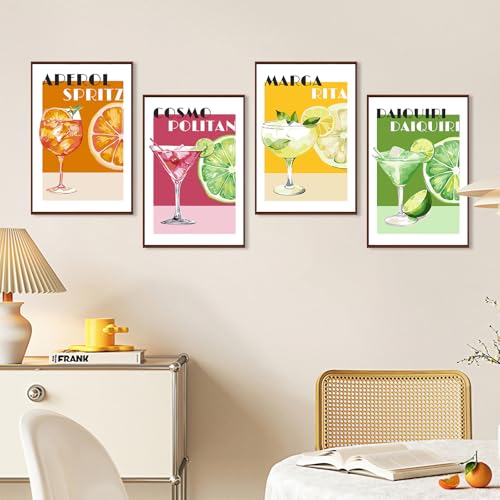 Okarina 4 Pack Paint by Numbers Kit for Adults with Frame, Retro Cocktail - color: OP4FUS2509-01