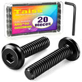 Taiss 20pcs M6 x 50mm Flat Head Socket Head Screw Furniture Bolts,Furniture Screws Stainless Steel 18-8(304),M6 Bolts Black Zinc Plated Fully Threaded,Countersunk Connector M6 Screws with Hex Spanner - size: 20PCS M6x50mm