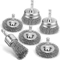 6Pcs Wire Wheel Brush Set, Carbon Steel Wire Brush for Drill - style: 6PCS