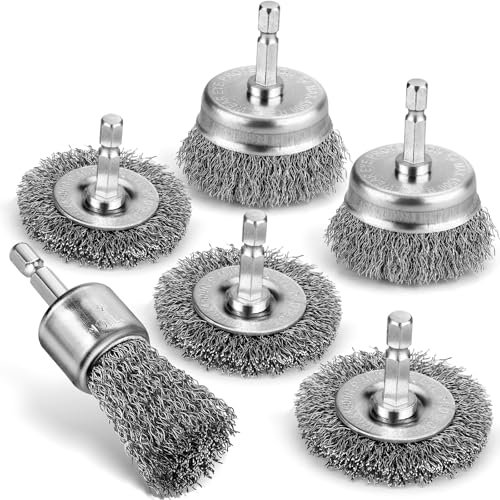 6Pcs Wire Wheel Brush Set, Carbon Steel Wire Brush for Drill - style: 6PCS