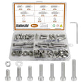 80Pcs M8 201 Stainless Steel Hex Socket Cap Bolt & Nut Set - size: M8x10/12/16/18/20/25/30/35-80Pcs