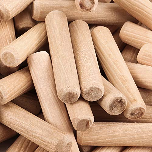 HAKZEON 1000 Pieces 5/16" x 1 1/2" Wood Dowel Pins Fluted Wooden Dowel Pins with Beveled Ends, Hardwood Made Tapered Wooden Dowel Pin Easy to Insert for Woodworking DIY Projects