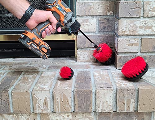 Drill Brush Attachment Set Three Brushes| Bring It On Power Scrubber Brush Cleaning Kit | Plus 6 Inch Extension, Use On Grout, Cars, Bathroom Surfaces, Tile, Baseboard, Shower and Tubs