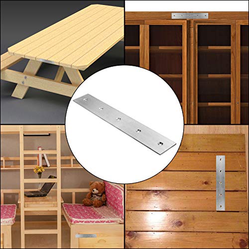 4Pcs 11" Straight Brace Metal Strap Bracket with Holes, Stainless Steel Flat Bar Mending Plate Bracket Heavy Duty Flat Corner Brace for Wood, Flat Straight Braces Fixing Joining Shelf Support Corner