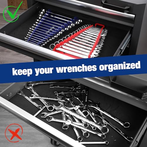 WORKPRO Magnetic Wrench Organizer, 15-Slot Gripper Wrench Holder - style: 15-Slots Wrench Organizer(2PC)