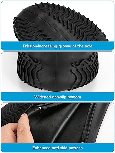 Zbyoujer Waterproof Rain Shoe Covers, Silicone Overshoes with Zipper Non-slip Galoshes for Men and Women (L (Women 8-12, Men 7-11), Blue) - color: Blue, size: L(Women 7.5-10.5,Men 6.5-9)
