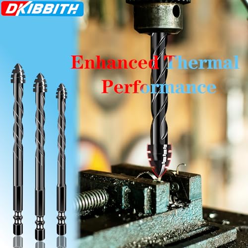 DKIBBITH 4-Flute Serrated Masonry Drill Bit Set (10-Piece, Black) - 3/16" to 1/2" for Concrete, Tile, Brick, Glass, Ceramic - size: 10 Piece 3/16"-1/2" Serrated Drill Bit Set