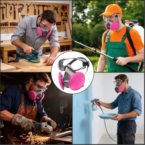 Reusable Respirator Mask with Goggles，Dust Mask with Filters for Sanding