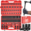 VEVOR 91-Piece 1/2" Drive Impact Socket Set, Deep & Shallow Kit - size: 1/2" 91 PCS