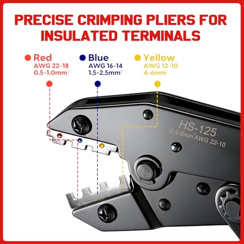 Wire Crimping Tool AWG 22-10 with 120PCS Heat Shrink Wire Connectors, Electrical Crimping Tool for Heat Shrink, Nylon, Non-Insulated Connectors, Wire Crimper Kit for Ring Fork Spade Splice