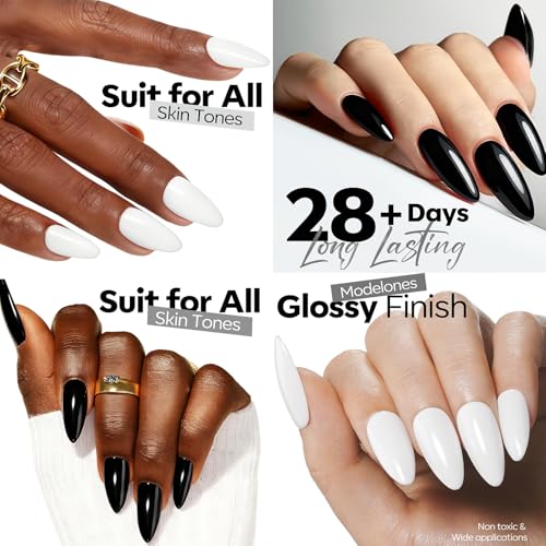 modelones Black White Gel Polish Set, 2Pcs 15ml Full Size Black White Color - color: A1-Black White