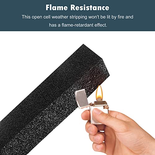 YIJUHOU Weather Stripping Door Seal Window Air Conditoner Insulation Foam Seal Tape Black Open Cell Door Seal Strip (1IN*1/2IN*13FT) - size: 1IN*1/2IN*13FT