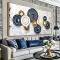 Wall Art Canvas Painting Blue and Yellow 20"x40" with Framed - color: 009-Metal, size: 40"L x 20"W