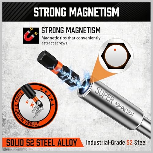 HORUSDY Magnetic Portable Screwdriver Bit Set: 8-in-1 Ratcheting Screw Driver Includes 1/4”Bit Driver Holder, 7 Screwdriver Bits with Phillips, Slotted, Square, Hex, for Garage & Daily Repair - style: 8-in-1 Ratcheting Screw Driver Set