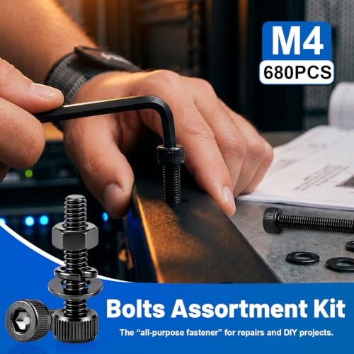 680Pcs M4 Screw Hex Socket Head Cap Bolt Kit 6-30mm 12.9 Alloy Steel - size: G12.9 M4 680PCS