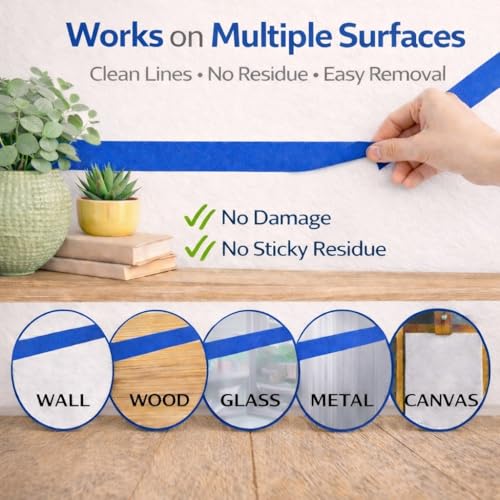 Blue Painters Tape 1 Inch Wide, 7 Rolls Masking Tape 0.98 in x 25 Yds, Clean Removal Blue Masking Tape No Residue, Easy Tear Paint Tape for Wall Painting, Trim, Windows & Home Improvement - size: 7 Rolls Blue Painters Tape 1 Inch x 25 Yds Each