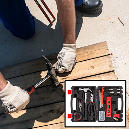 Tool Kit - 102 Heat-Treated Pieces with Carrying Case - Essential Steel Hand Tool and Basic Repair Set for Apartments, Dorm, Homeowners by Stalwart