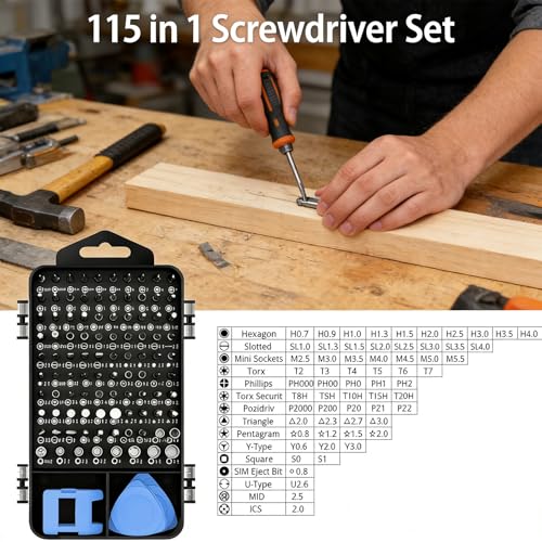 115-in-1 Small Screwdriver Set,Precision Screwdriver Set, Professional Repair Tool Kit for Phone, Computer, Watch, Console, Eyeglass and Electronic, Men Tools Gift Blue - color: Blue