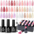 Beetles Cat Eye Gel Nail Polish Set, 36 Colors Jelly Shimmer Nail Gel | with Base Coat, Glossy$Matte Top Coats, Plus Nude Blush Pink White Lavender Shades for Uv Led Manicures - color: 20 colors Glowy Grace