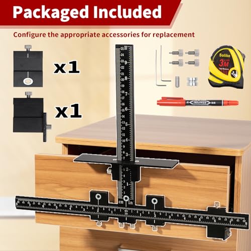 7-Piece Cabinet Hardware Jig Tool Set, Aluminum Alloy Cabinet Handle Jig Template Tool of Drawer Front Knobs, Handles and Pulls, Door