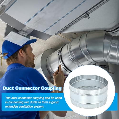 PATIKIL 8 Inch Duct Connector Coupling, 2 Pcs Galvanized Steel Straight Dryer Vent Coupler Flexible Ducting Collar Connector Round Crimped Ventilation Duct Extension for HVAC System Pipe - size: 8 Inch