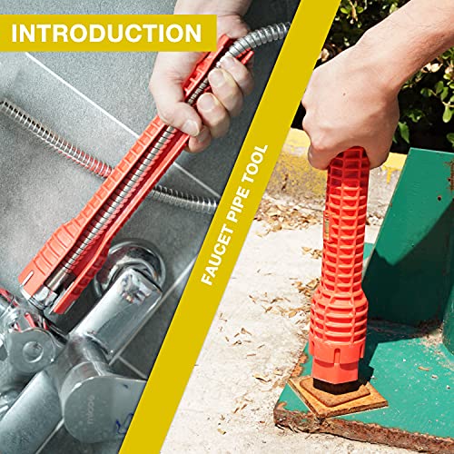 KOTTO Heavy Duty Adjustable Pipe Wrench Set - 3 Pack (8, 10, 12 Inches) Plumbing Wrench Tool with Faucet Pipe Tool in Storage Case