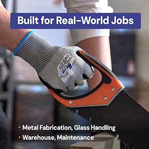 DEX FIT SSG513 Stainless Steel Cut Resistant Gloves, ANSI A5, Durable Non-Slip Nitrile Grip, Touchscreen, Comfort Stretchy Fit, Thin & Breathable, Machine Washable; Gray S (7), 3 Pairs - color: A5 Gray Lite, size: Small (3 Pairs)