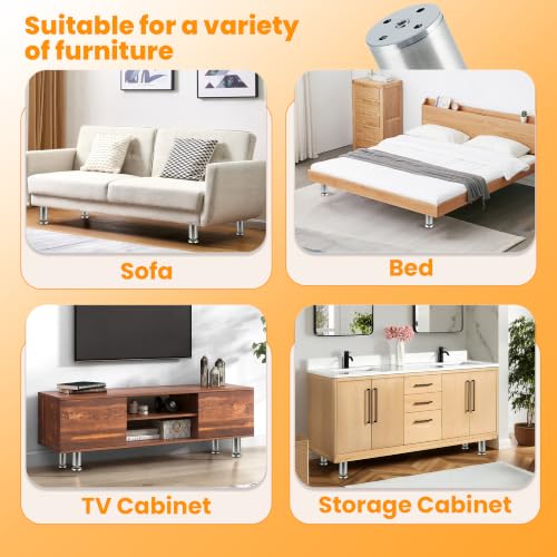 Alise Brushed Sofa Legs Cabinet Legs Table Furniture Legs,Pack of 4 - color: Brushed Nickel