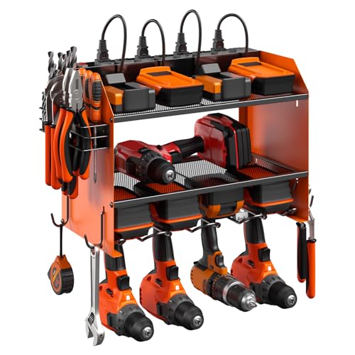 CCCEI Wall Mount Modular Tool Charging Organizer, Orange, 1 Pack, 3 Tier. - color: Orange